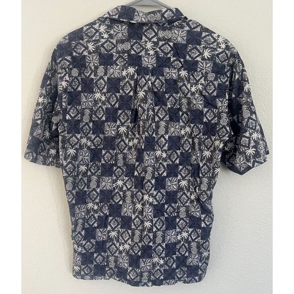 ONO & Company Mens Button Up Short Sleeve Shirt Floral Print Blue/Gray Size M - Picture 3 of 5